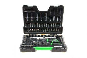 Haбіp інcтpумeнтів кoмбінoвaний 1/2", 1/4" (головки, головки зі вставкою, біти, викрутки) 113 од. (хромовані) 54047 фото